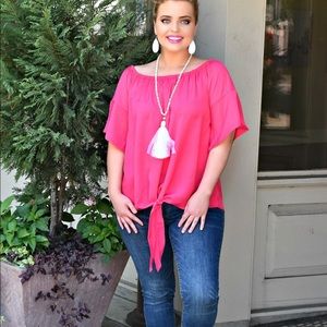 NWT- Fuscia top- Perfectly Priscilla rayon size 0/2